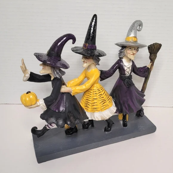 Witches Three Whimsical Statue Vintage Halloween Decor